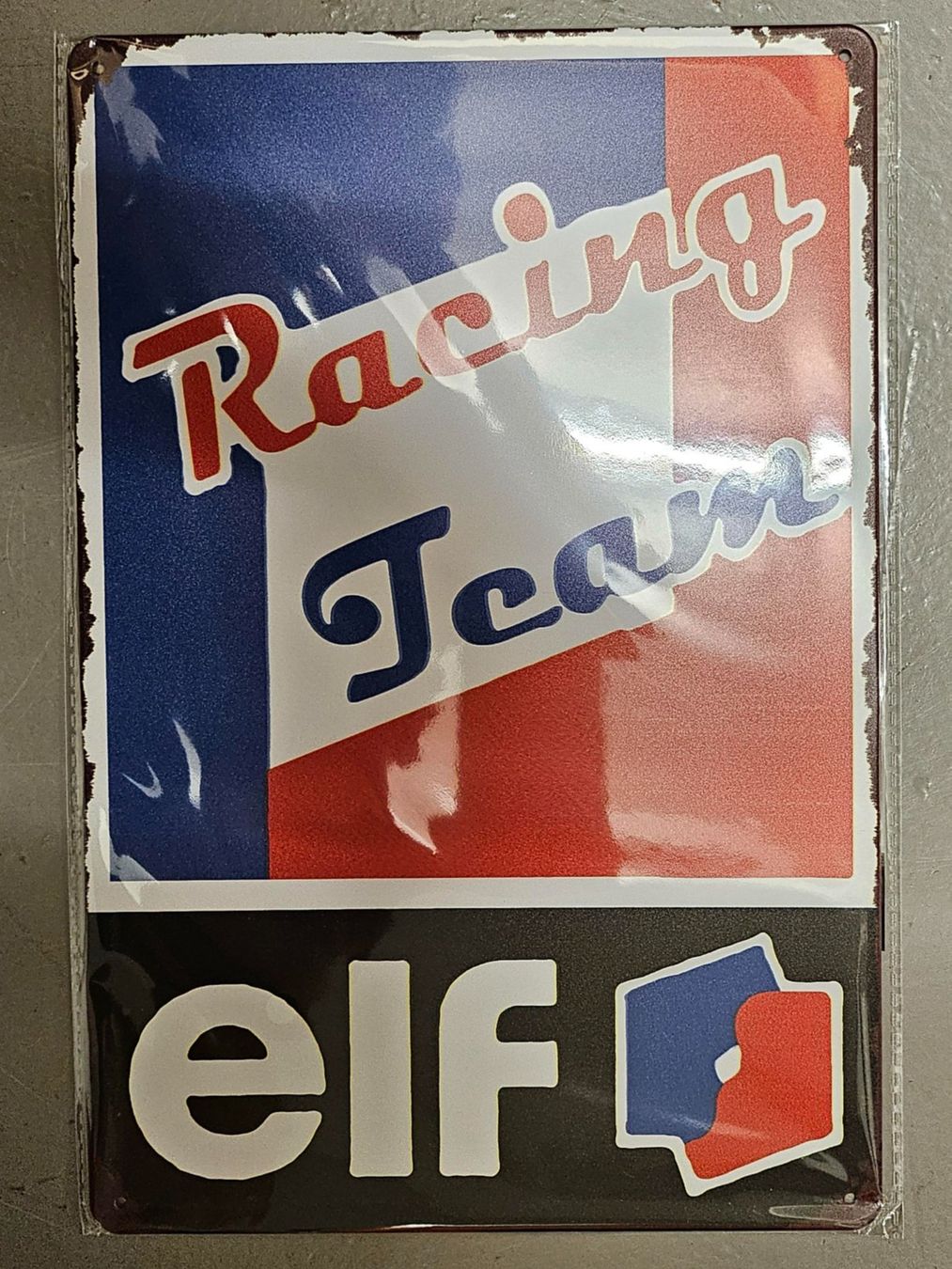 Gulf Oil Schilder: Blechschild "Elf Racin Team" – Neu und originalverpackt aus Kollbrunn von equipe-bachofner.ch