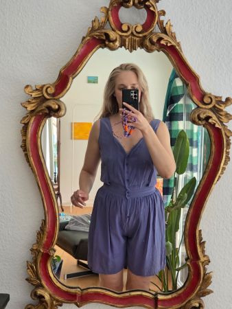 Vintage Seidenkleid aus 100% Seide Gr. L  Flieder/Lavendel