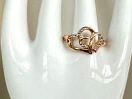 Vintage Silberring 925 vergoldet *verschlungene Herzen* G57
