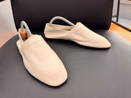 Zara Leder flats Ballerinas 39 weiss Sabot SALE ab 1.- CHF