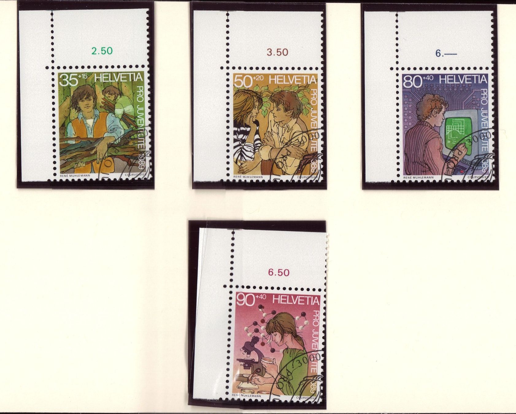 Alle Briefmarken: 1989 Pro Juventute Satz / Postpreis 3.70 / KW 6.00 – Gebraucht aus Eggersriet von stamp303