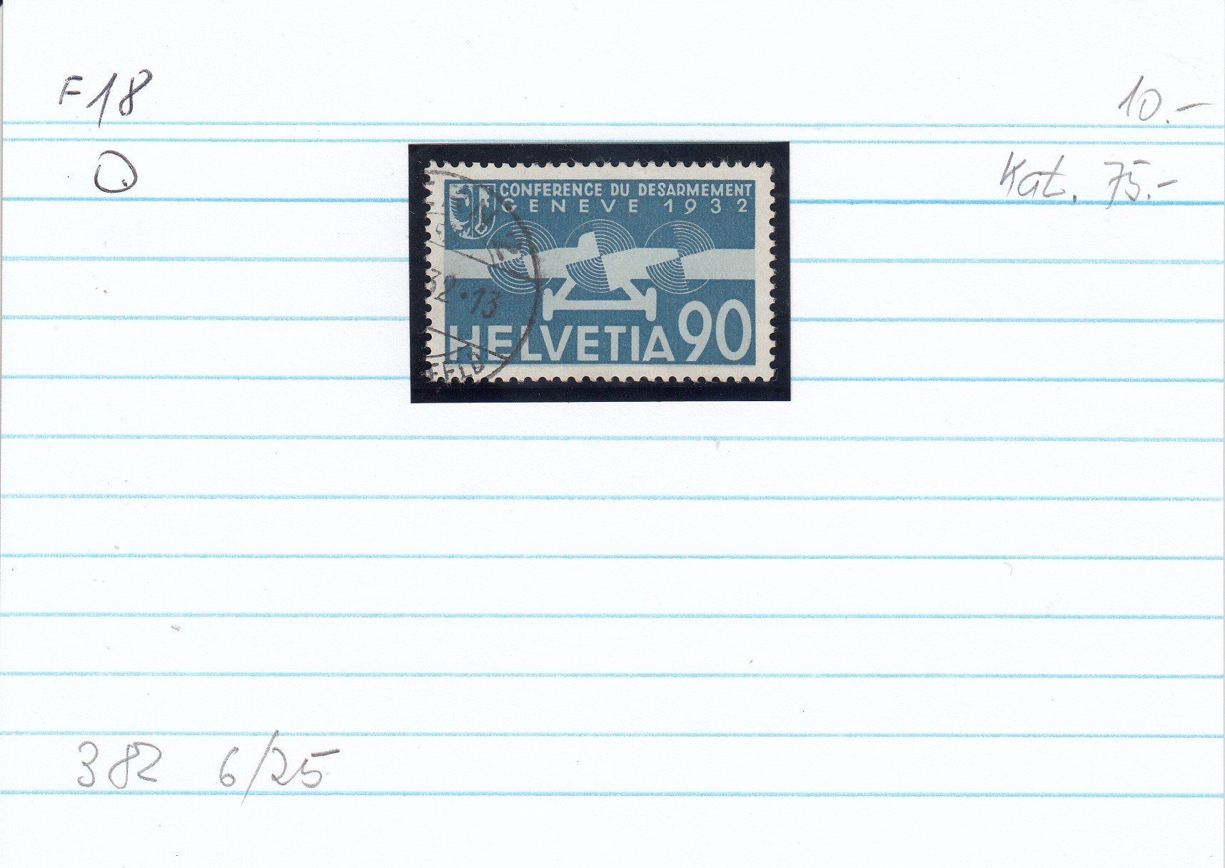 Tutti i francobolli: F18 gestempelt, Katalog SBK Fr. 75.00 – Usato da Spreitenbach venduto da Lienbi01 1