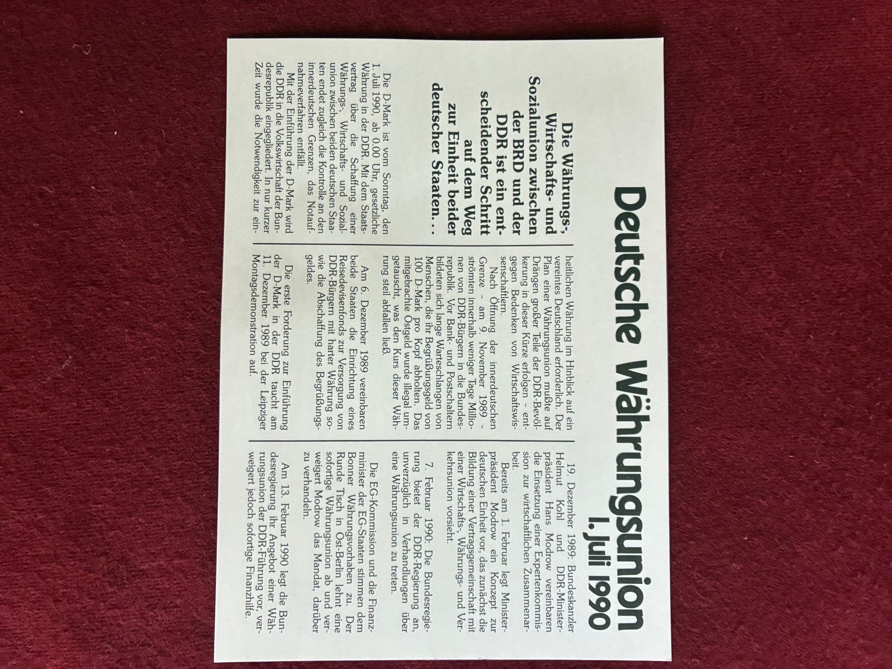 Tutti le monete: Münzbrief: Deutsche Währungsunion 1990 – Usato da Hätzingen venduto da bar_g6zj 2