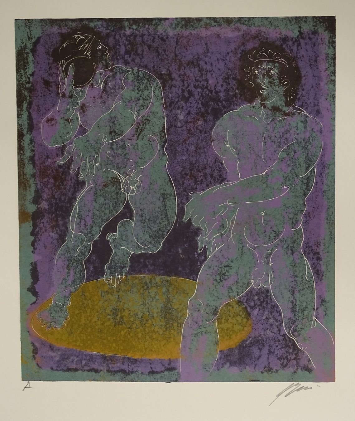Grafica & Litografie: HANS ERNI: ATHLETEN, KUGELSTOSSER, LITHOGRAPHIE – Usato da Grüningen venduto da Kartensammler 1