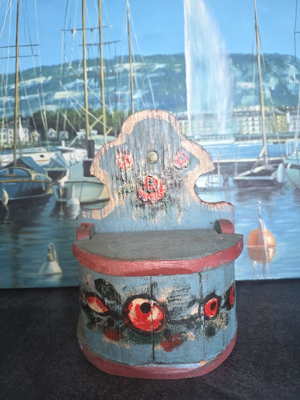 Barattoli: Boîte à sel décorative, bois peint, style campagnard – Usato da Collonges venduto da 2D_Collector 1