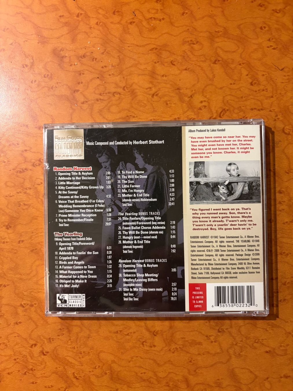 CD: CD RANDOM HARVEST PAR HERBERT STOTHART – Usato da Geneve venduto da tigre69 1