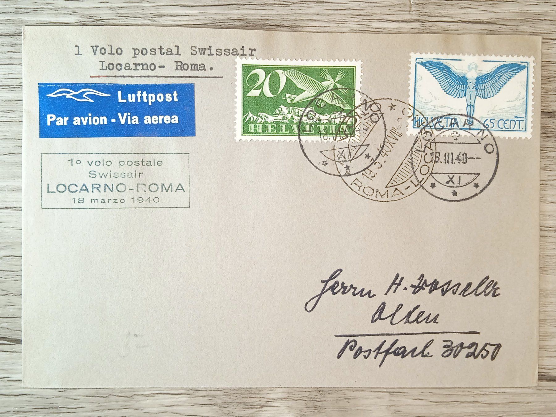 Alle Briefmarken: TR54 Enveloppe + Timbre Suisse 1940 – Gebraucht aus Cousset von Patrick_Collections