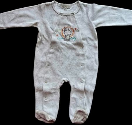 Süsser Baby Pyjama Gr. 68 aus Nicki Stoff mit Hase