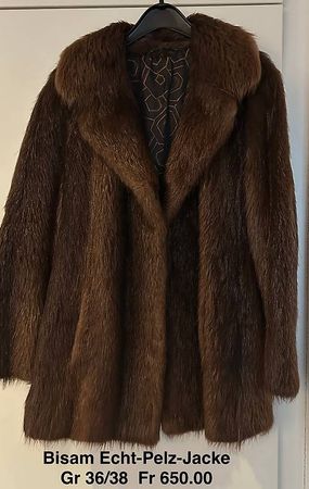 Bisam Echt-Pelz-Jacke, Gr. 36/38, Wintermantel, Top Zustand