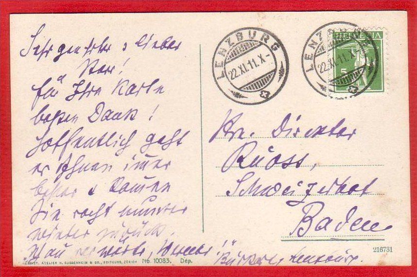 Cartoline postali: WOHLEN TEILANSICHT 1911 – Usato da Grüningen venduto da Kartenlaube 1
