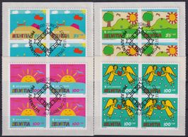 2007, Pro JUVE: 385A-388: Viererblöcke mit Ersttags-Stempel.