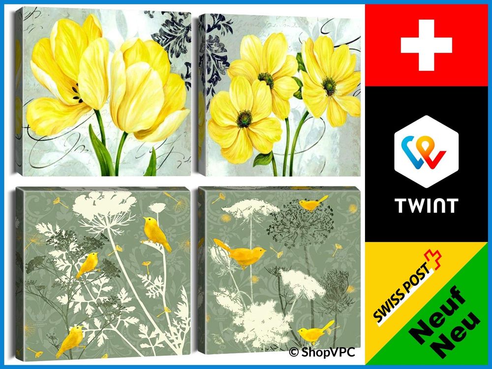set-4-leinwandbilder-gelbe-blumen-wandbilder-mit-rahmen-kaufen-auf