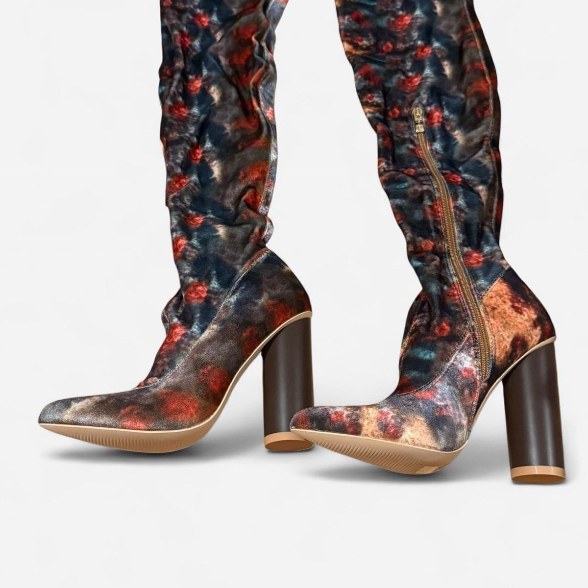 Damenschuhe: Velvet Over-the-Knee Boots, Patterned – Neu und originalverpackt aus Basel von 1moonstar 4