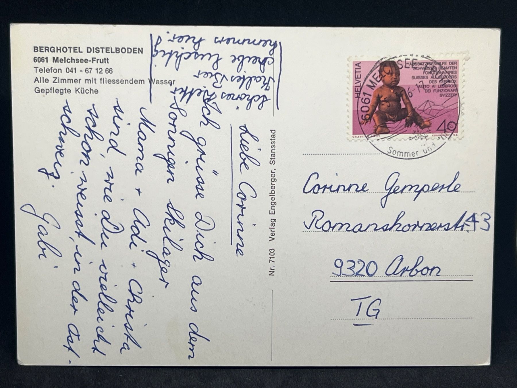 Cartoline postali: Berghotel Distelboden, Melchsee-Frutt – Usato da Widnau venduto da Brusi9 2