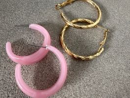 Creolen goldfarben und rosa neu