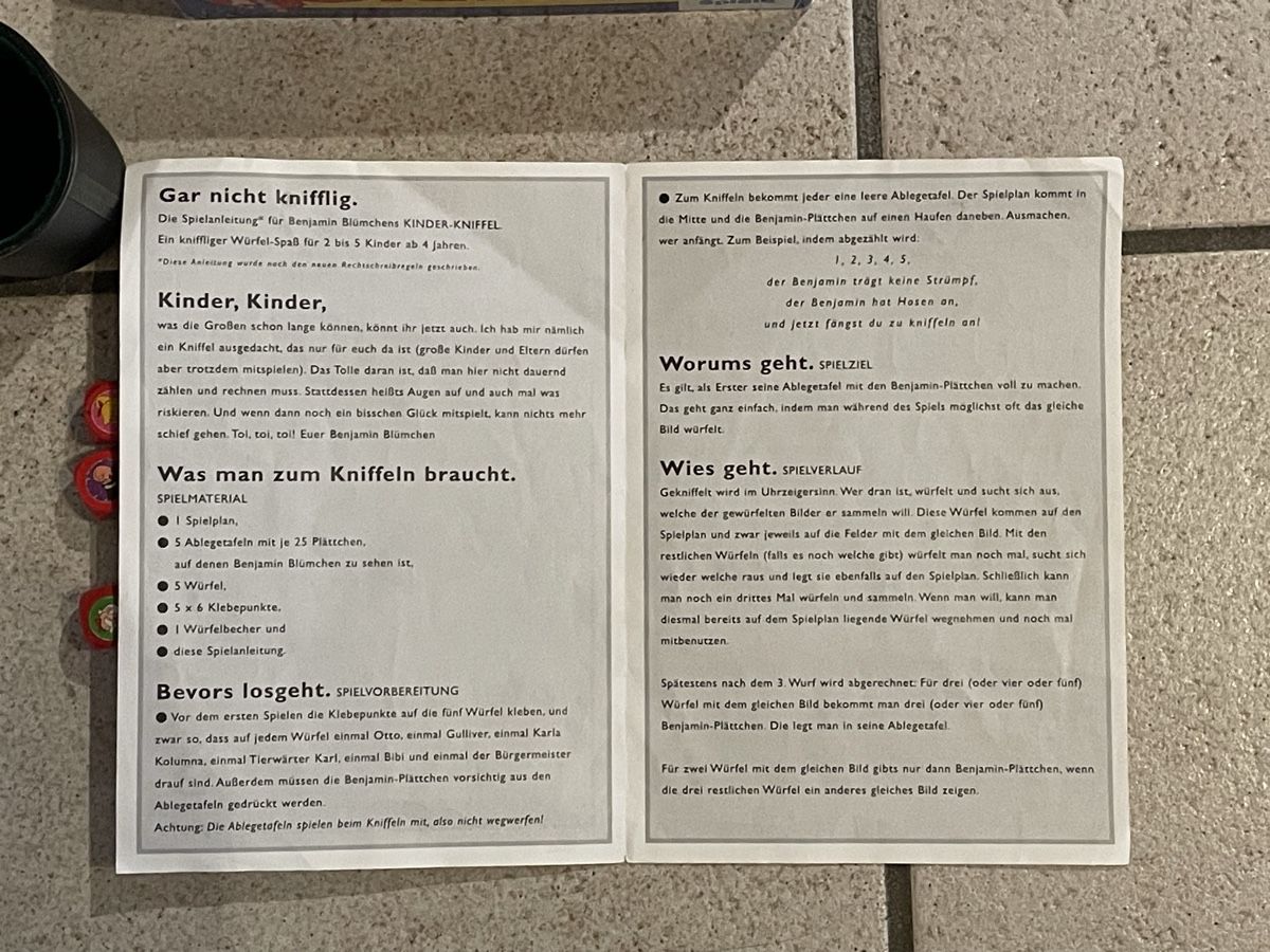 Giochi: Benjamin Blümchen Kinder Kniffel, Schmidt Spiele – Usato da Ehrendingen venduto da renue 5
