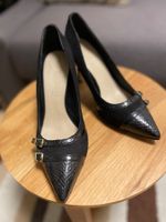 Elegante, schwarze Leder Pumps, Grösse 39, Café Noir