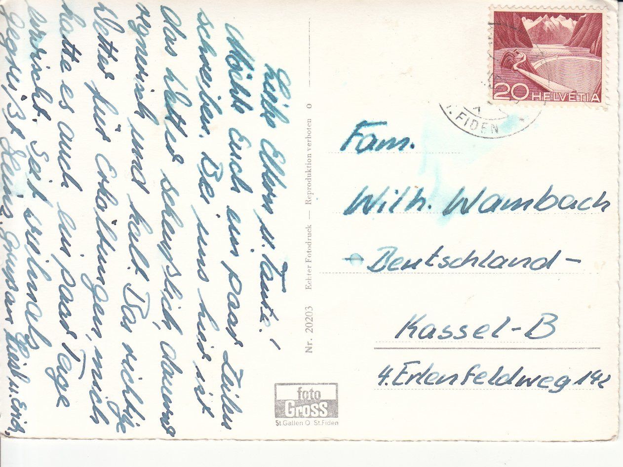 Cartoline postali: Schwendisee 1957 – Usato da Bürglen TG venduto da StampGraf 1