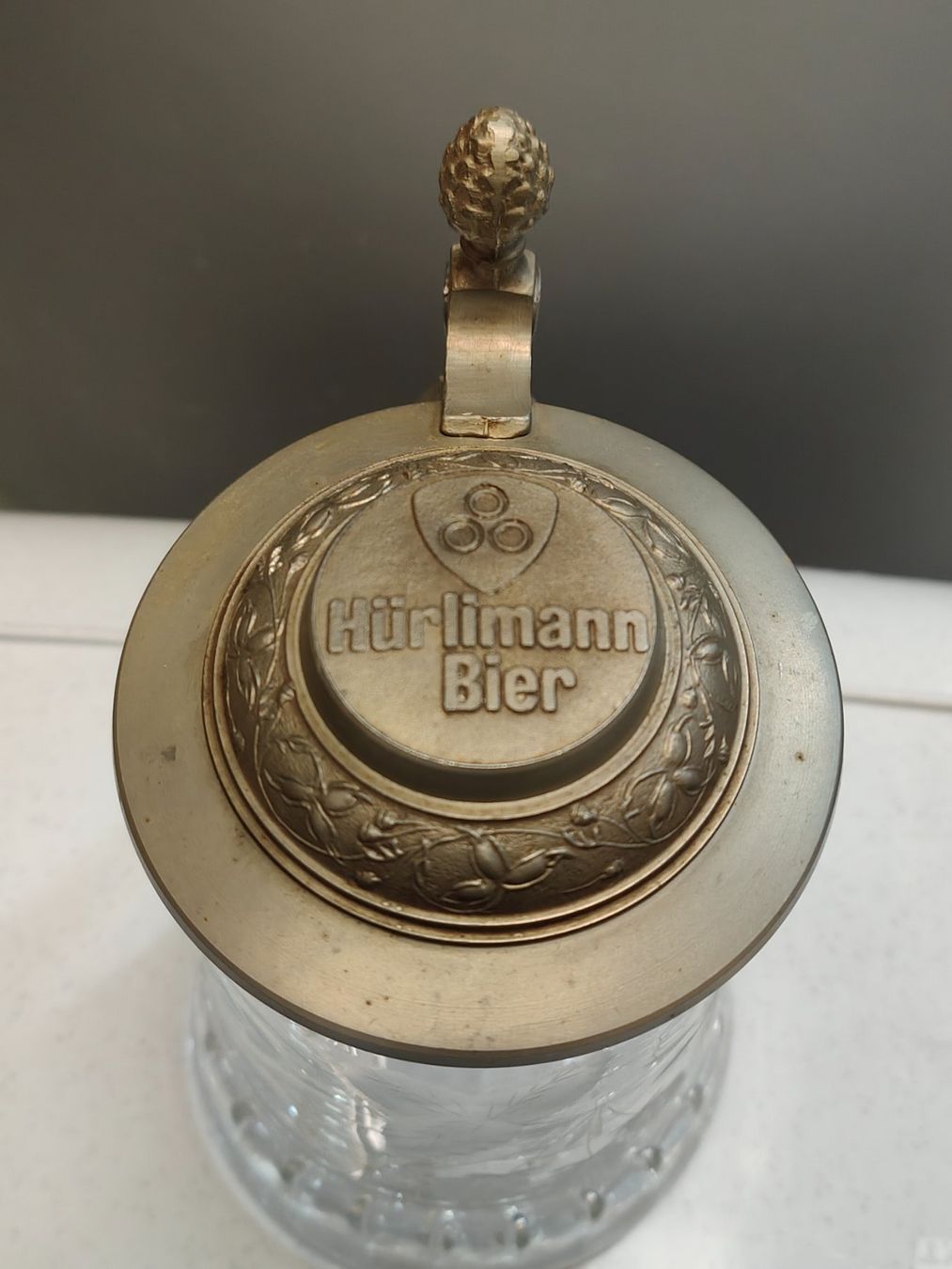 Hürlimann Verres: Bierkrug mit Zinndeckel – D'occasion à Recherswil par beawuethrich 3