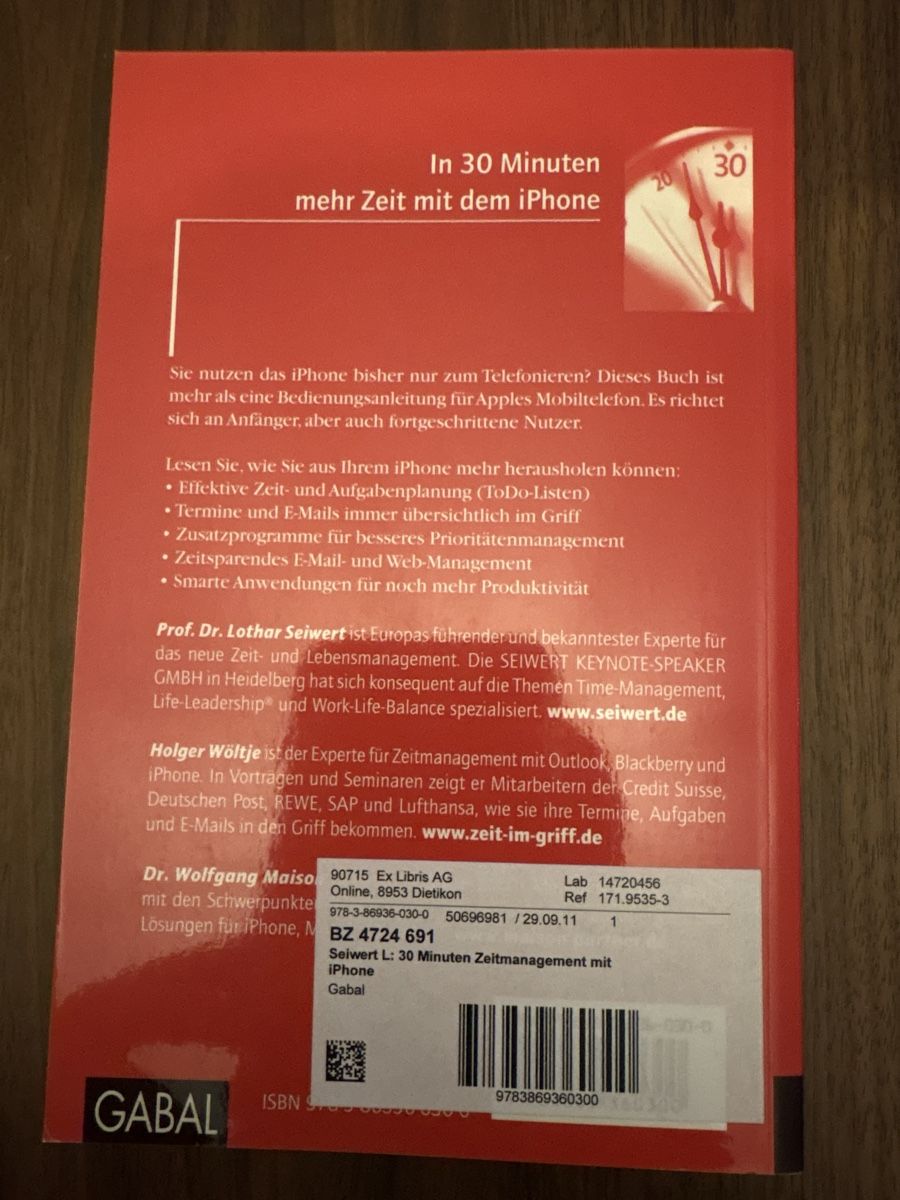 Libri: 30 Minuten Zeitmanagement mit iPhone – Usato da Pratteln venduto da jon_2m62 1
