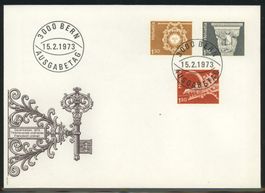 1973, FDC, Architektur und Kunsthandwerk (537, 539, 540)