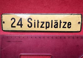 Antikes Hinweisschild, Emaille Eisenbahn oder Bus, Zug