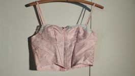 Rosa top mit Spitze, Grösse S