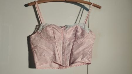 Rosa top mit Spitze, Grösse S