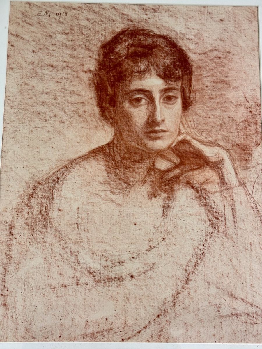 Dipinti: Portrait sanguine, monogramme EM 1918. – Usato da Genève venduto da Tom6