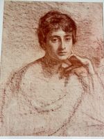 Portrait sanguine, monogramme EM 1918.