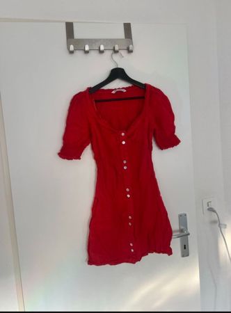 Leinen Kleid Rot S