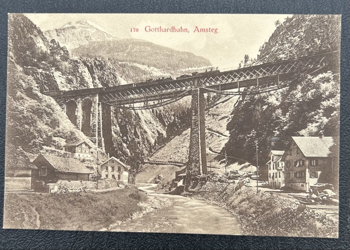 Ansichtskarten: Gotthardbahn bei Amsteg  – Gebraucht aus Horw von Tellbub