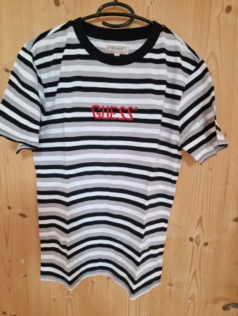 Herren Shirt GUESS schwarz-weiss-graugestreift S