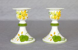 2 « Villeroy & Boch » Porzellan Kerzenständer - « Geranium »