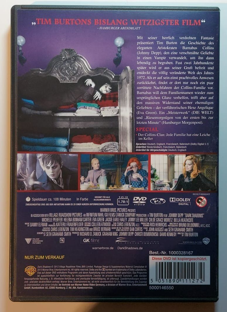 Tutti i DVDs: DVD Dark Shadows mit Johnny Depp - Top Zustand! – Usato da Ebikon venduto da henry76 1
