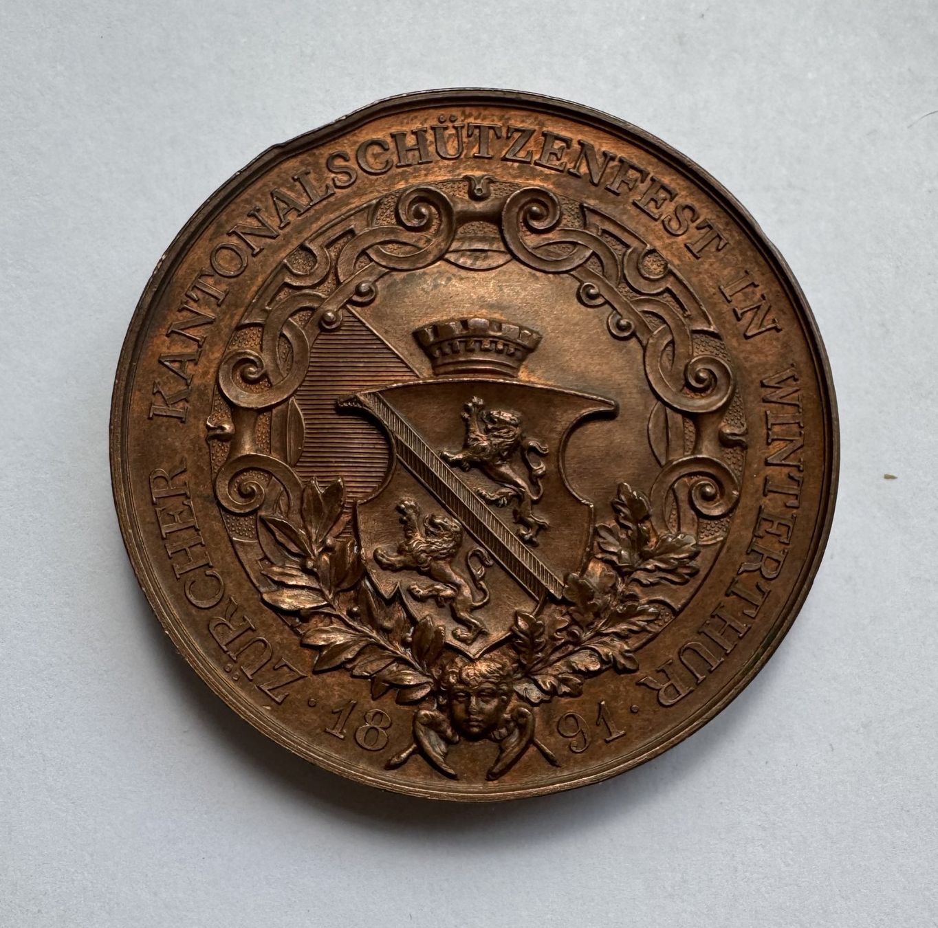 Medaglie: 1891 Schützenmedaille Winterthur – Usato da Kirchberg SG venduto da Helveticus00 1