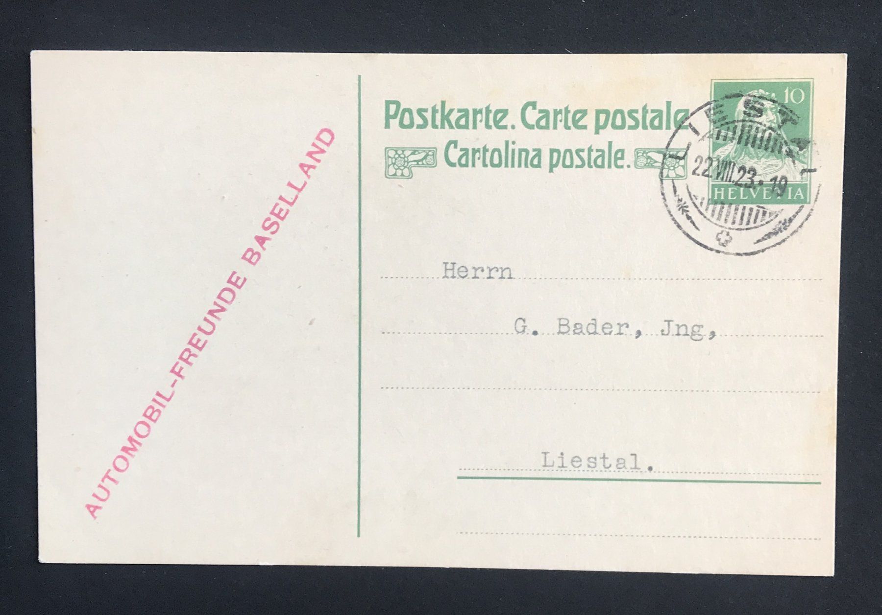 Tutti i francobolli: POSTKARTE 1923 – Usato da Ostermundigen venduto da Kari1937
