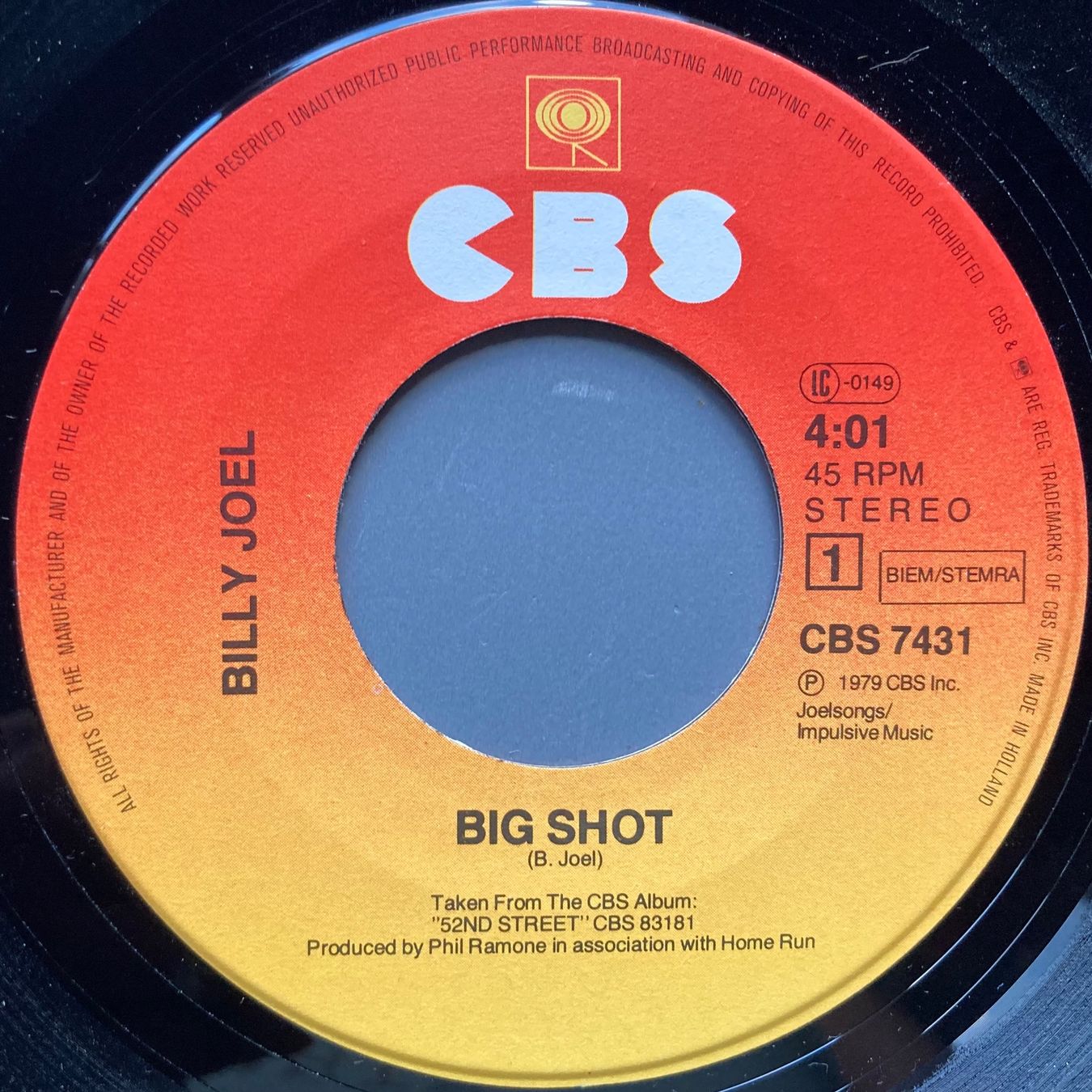Vinyles: BILLY JOEL - BIG SHOT – D'occasion à Poliez-Pittet par Newtown-Records 2