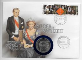 Münzbrief 1991 Silberhochzeit Königin Beatrice & Prinz Claus