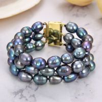 Schwarz Lua Perlen Armband Echt 1.2 cm Bracelet Perle Vrai
