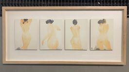 Qu Leilei „4 Nude Studies“  Offsetdrucke mit Rahmen rar
