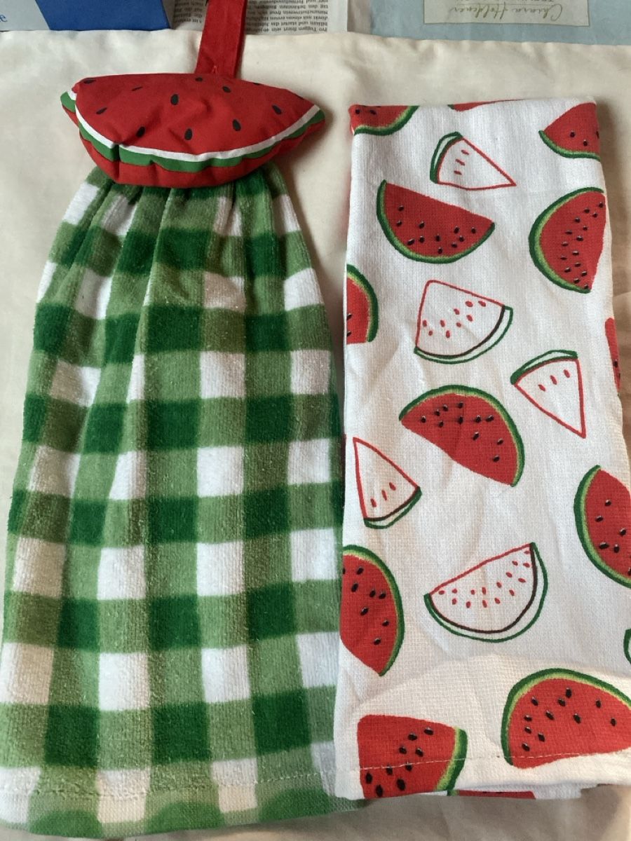 Tutte le decorazioni: Summer Kitchen Towels Set Green White Watermelon Decor – Nuovo e nell'imballaggio originale da Buttikon SZ venduto da Maxwelltime