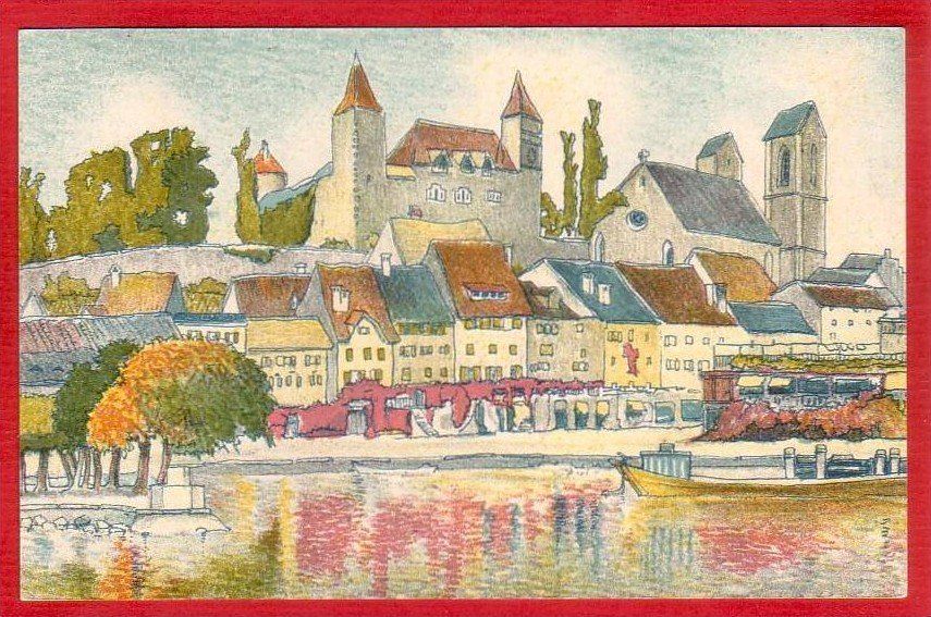 Cartoline postali: RAPPERSWIL, LITHO VON EDUARD STIEFEL ANSICHTSKARTE – Usato da Grüningen venduto da Kartenlaube