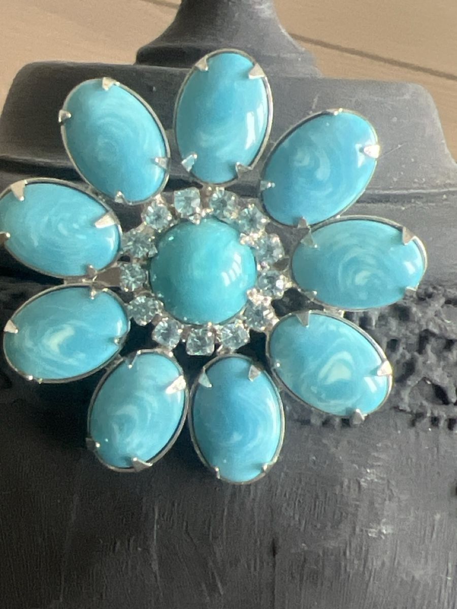 Spille & Fermagli: Hübsche Vintage Brosche Türkis – Usato da Seon venduto da Sunny-Schmuck78 1
