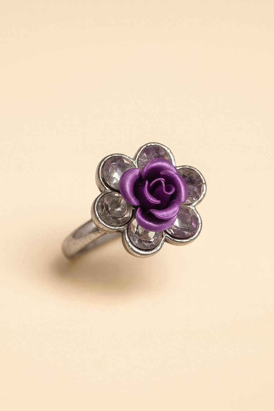 Anelli: Bague Argent Rose Violette Strass ajustable – Nuovo (secondo la descrizione) da Territet venduto da Cenh