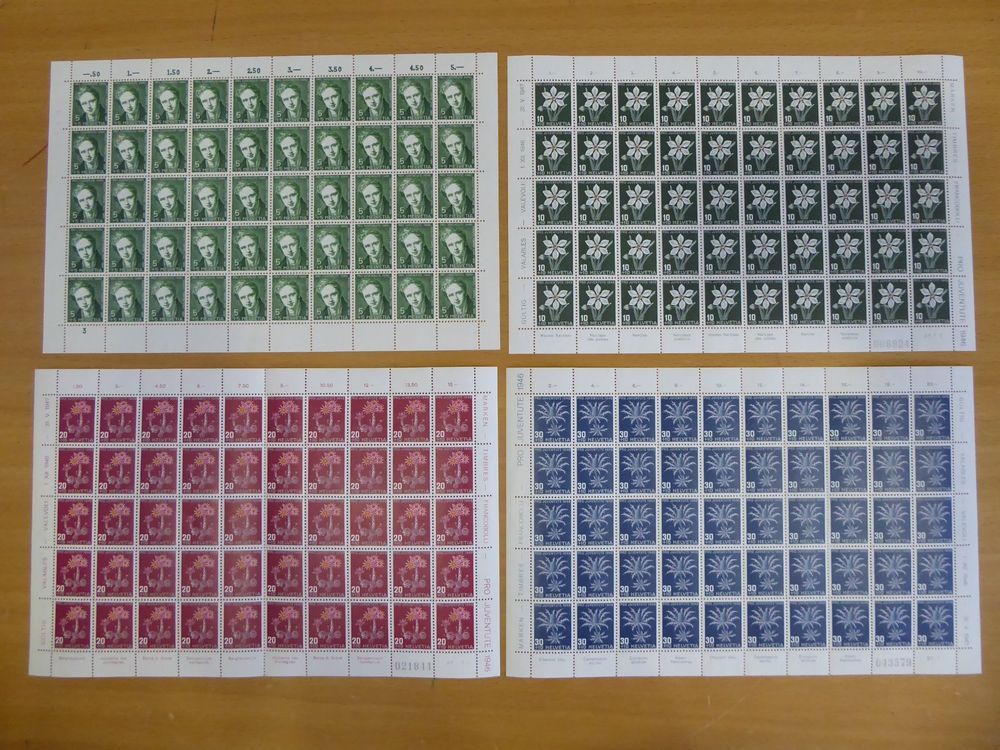 Briefmarken Schweiz 1956 Pro Juventute, Komplett 632-636, Postfrisch ** MNH – Schmetterlings-Motive