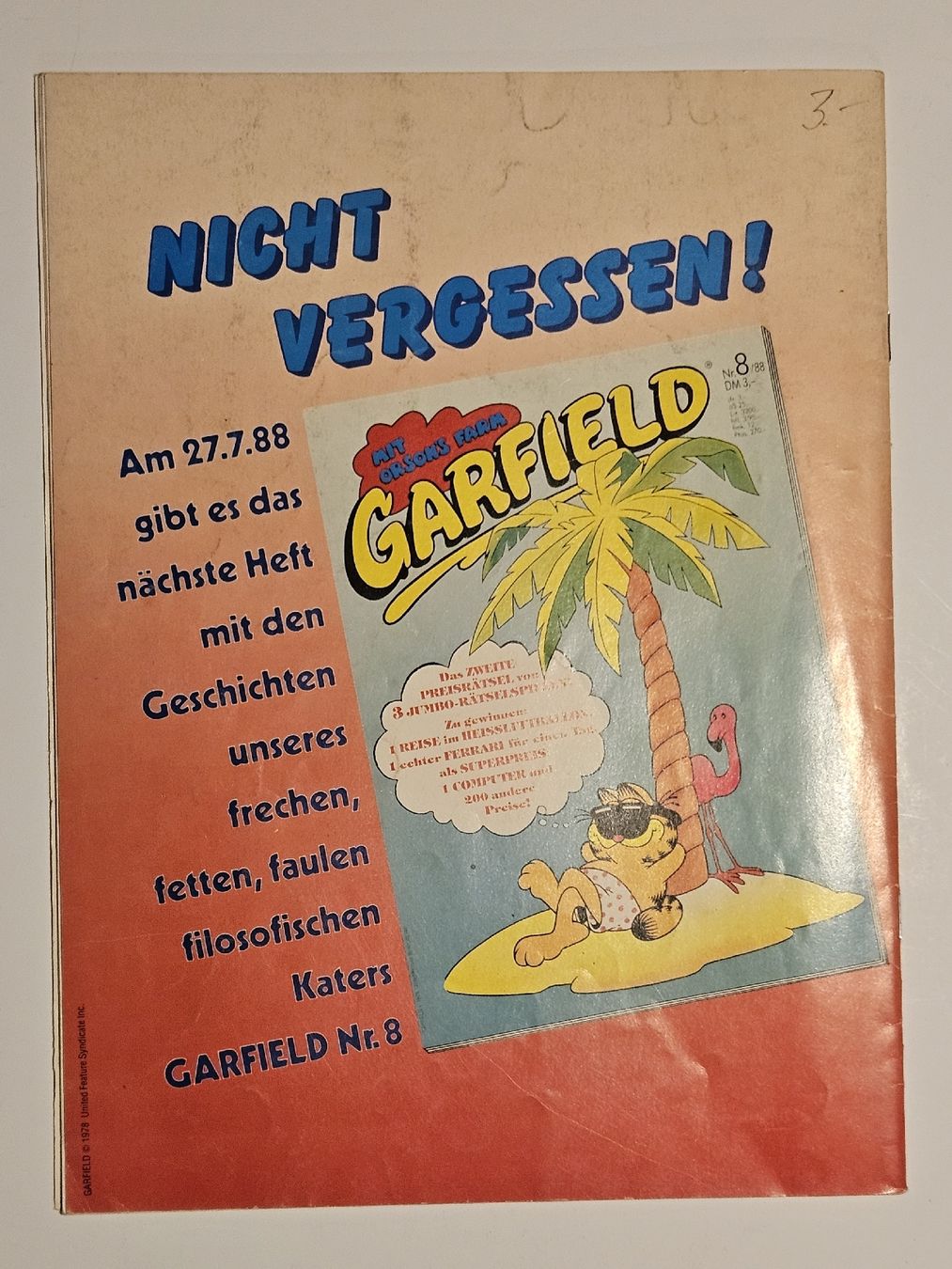 Fumetti: Garfield Comic Nr. 7 / #WT18 – Usato da Oberdorf BL venduto da BaldenEagle 3