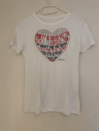 Talco T-Shirt, ca Gr. S, weiss mit Herzmotiv