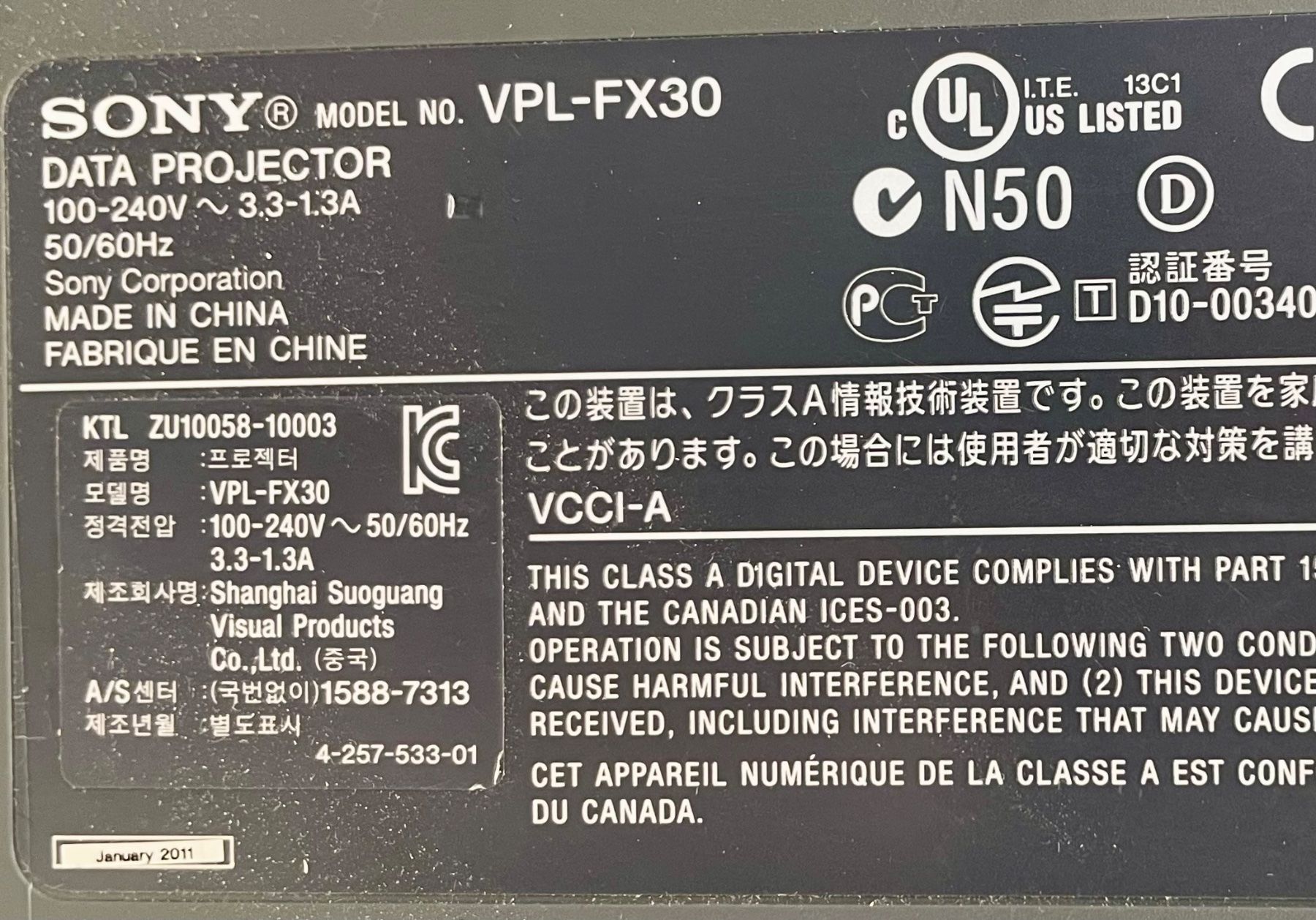 Sony Videoprojektoren: Sony Data Projector VPL-FX30 – Gebraucht aus Niederdorf von  4