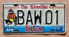 Yukon Kennzeichen BAW 01, The Klondike, Nummernschild Kanada